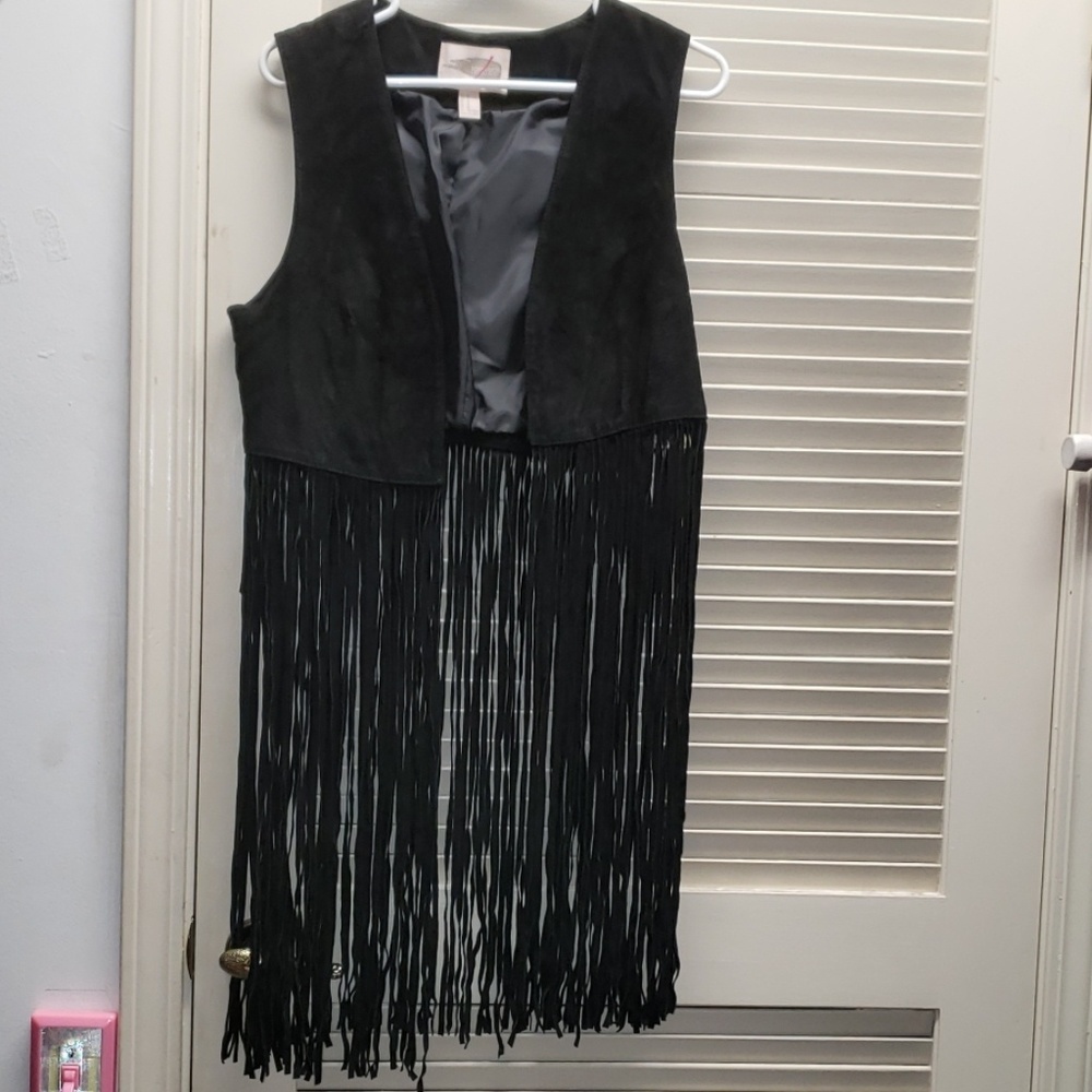 Forever 21 real leather fringe vest